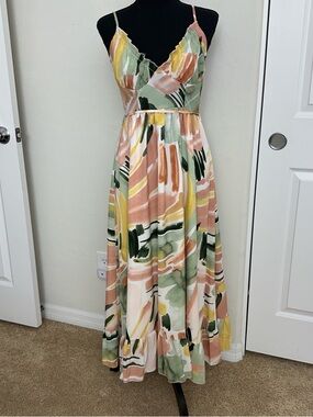NWOT Simplee V-Neck Halter Boho Midi Dress | S 🏛️🌿